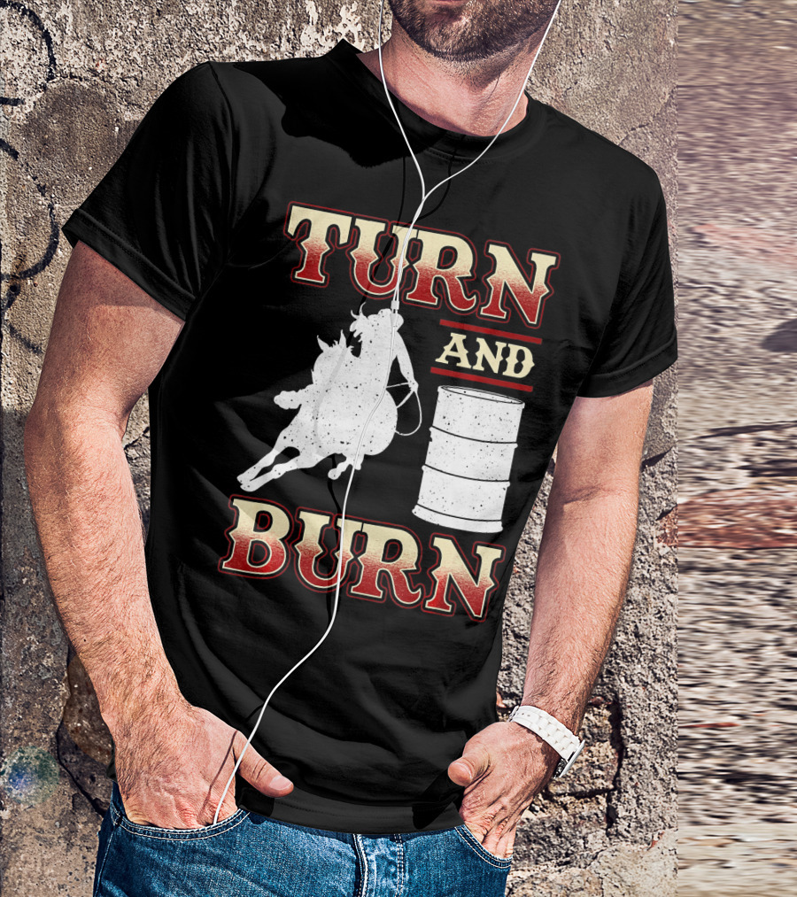 TURN AND BURN BARREL RACING WITH HORSE AND RIDER ICONIC T-Shirt