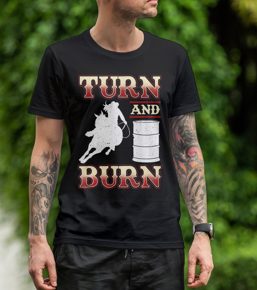 TURN AND BURN BARREL RACING WITH HORSE AND RIDER ICONIC T-Shirt