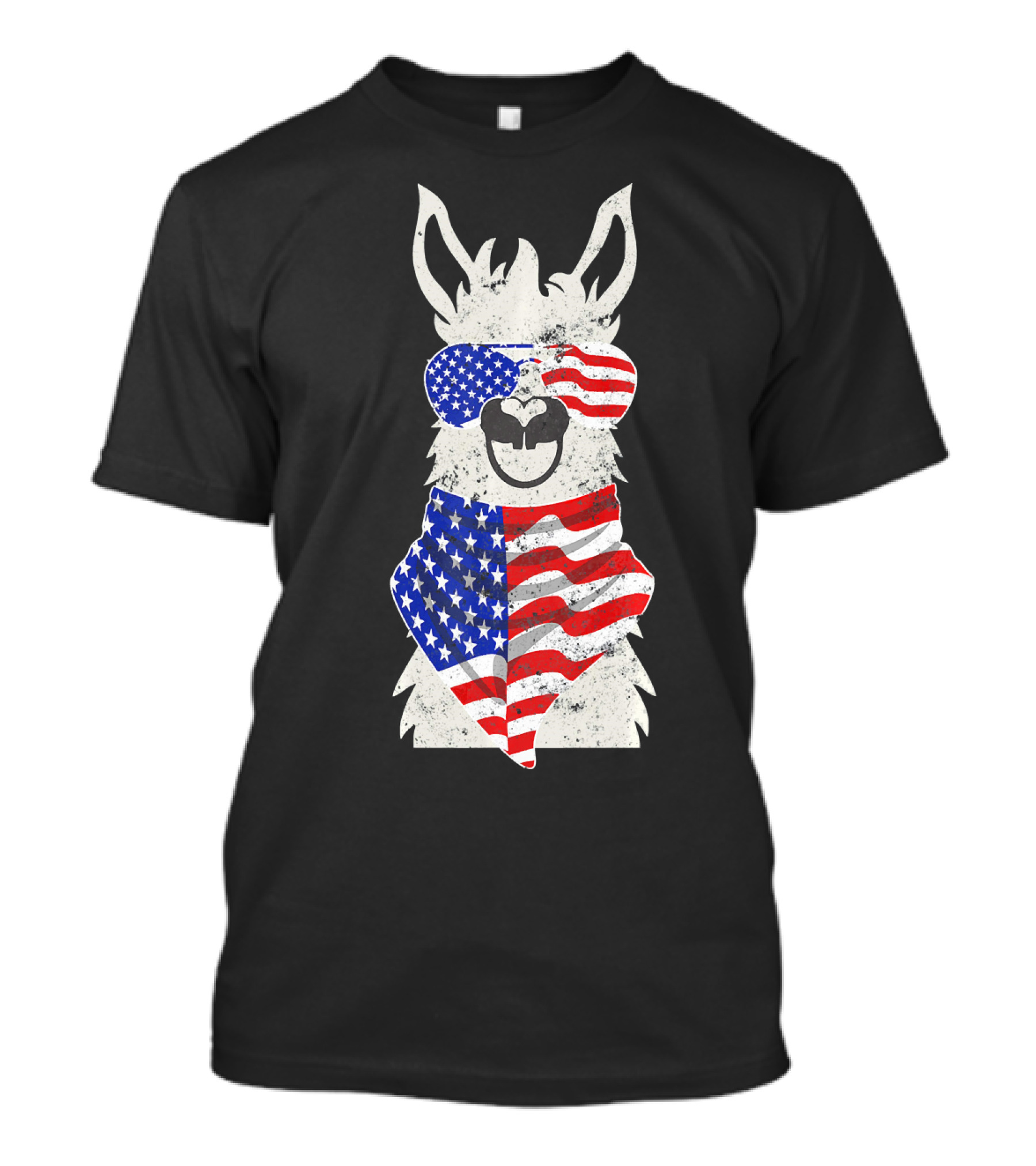 USA Patriotic Llama July 4th American Flag T-Shirt