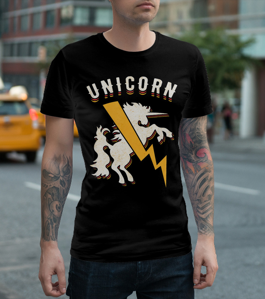 Unicorn Lightning Bolt Metal Rock T-Shirt