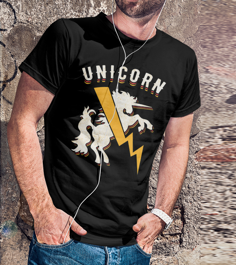 Unicorn Lightning Bolt Metal Rock T-Shirt