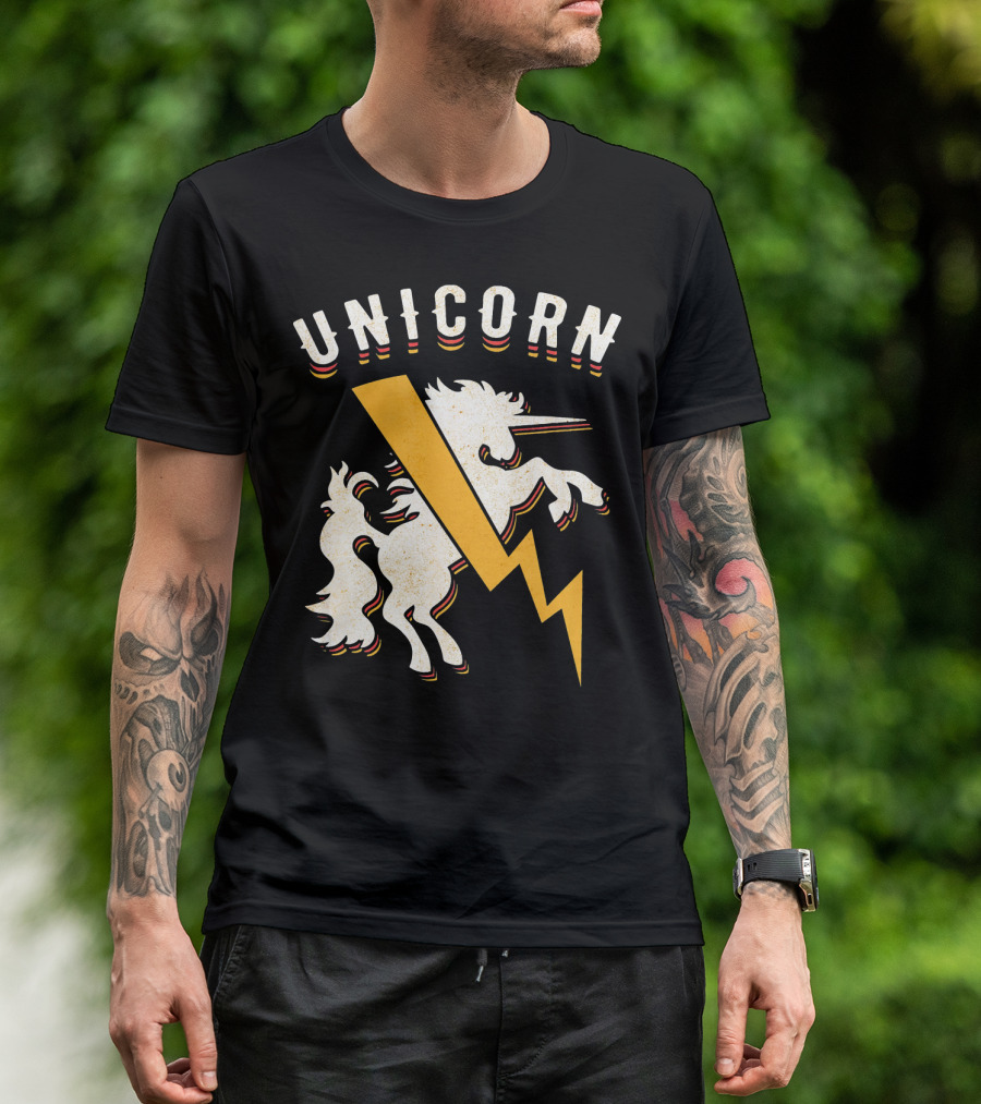 Unicorn Lightning Bolt Metal Rock T-Shirt