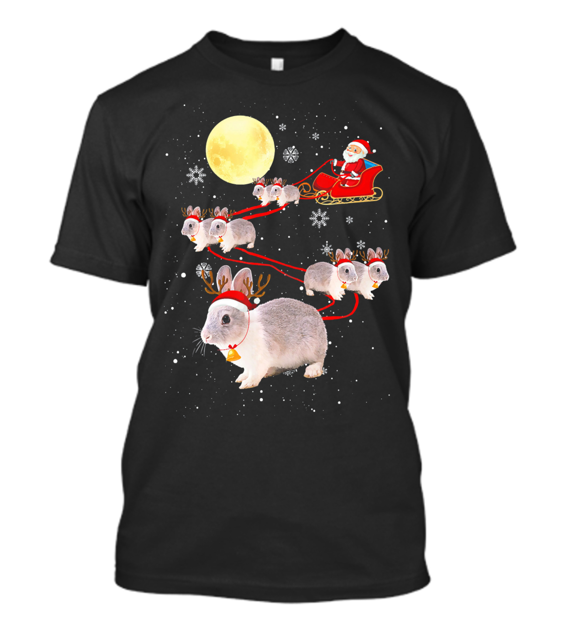 Santa's Bunny Sleigh Under The Moon T-Shirt