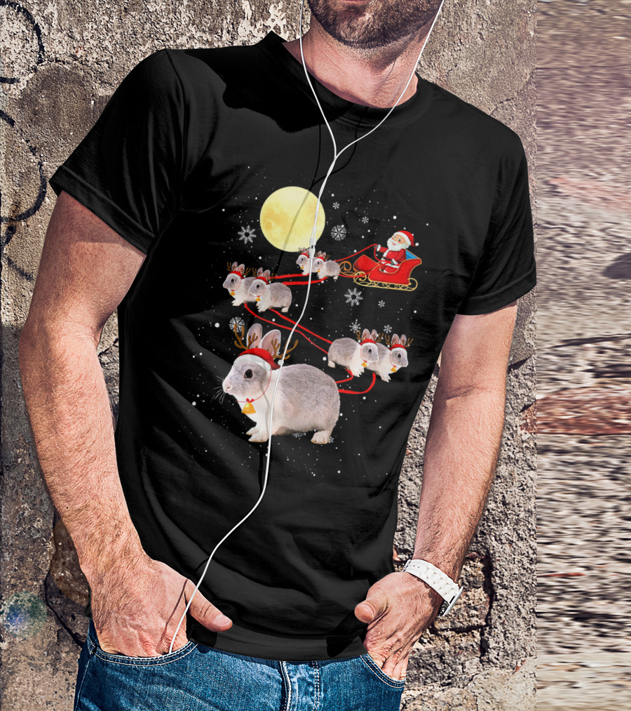 Santa's Bunny Sleigh Under The Moon T-Shirt