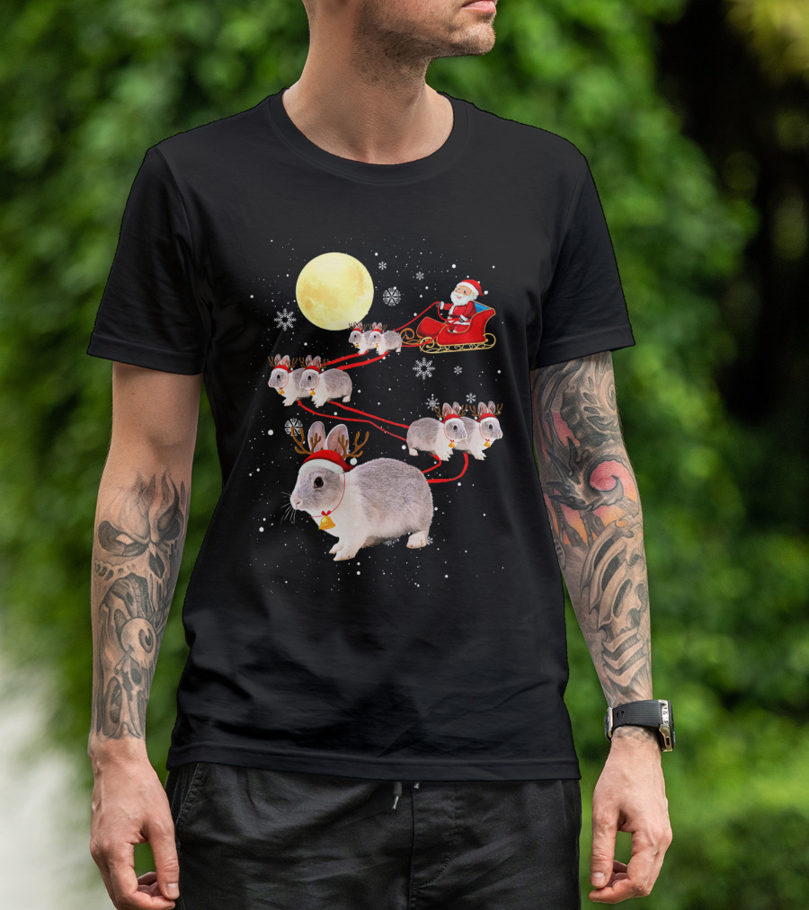 Santa's Bunny Sleigh Under The Moon T-Shirt