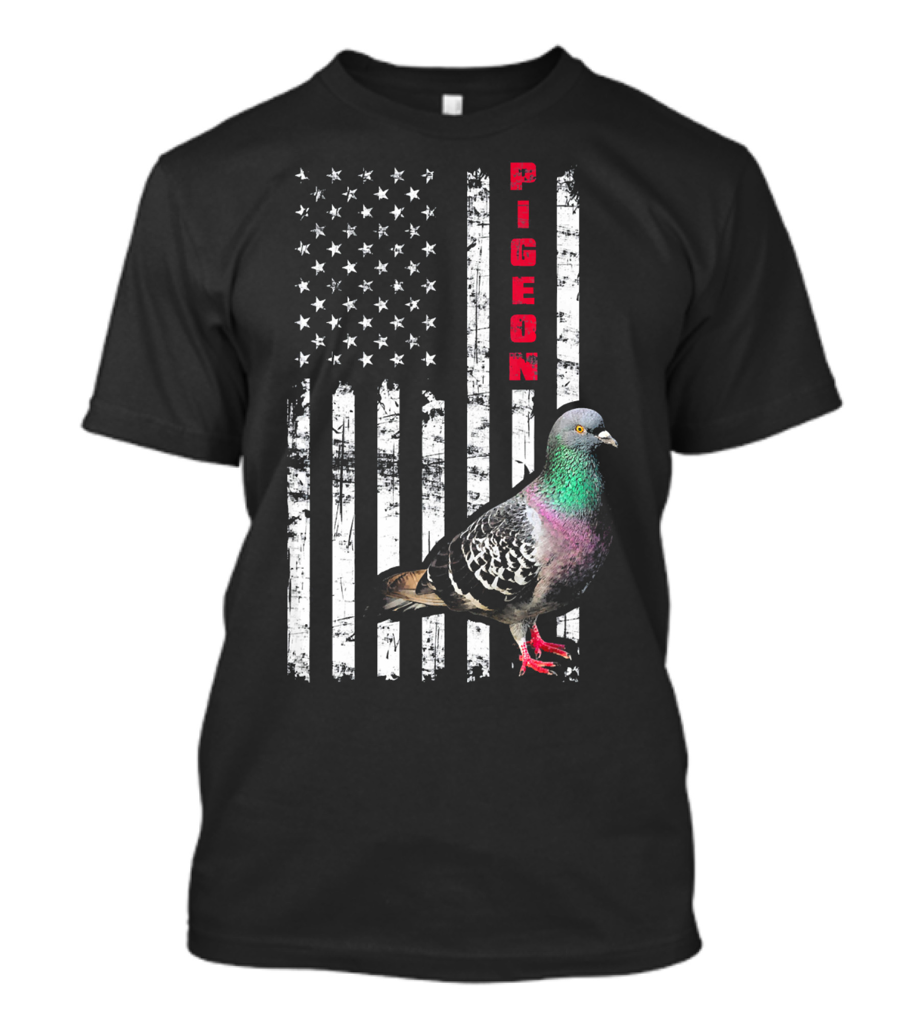 Pigeon American Flag Mens Womens T-Shirt