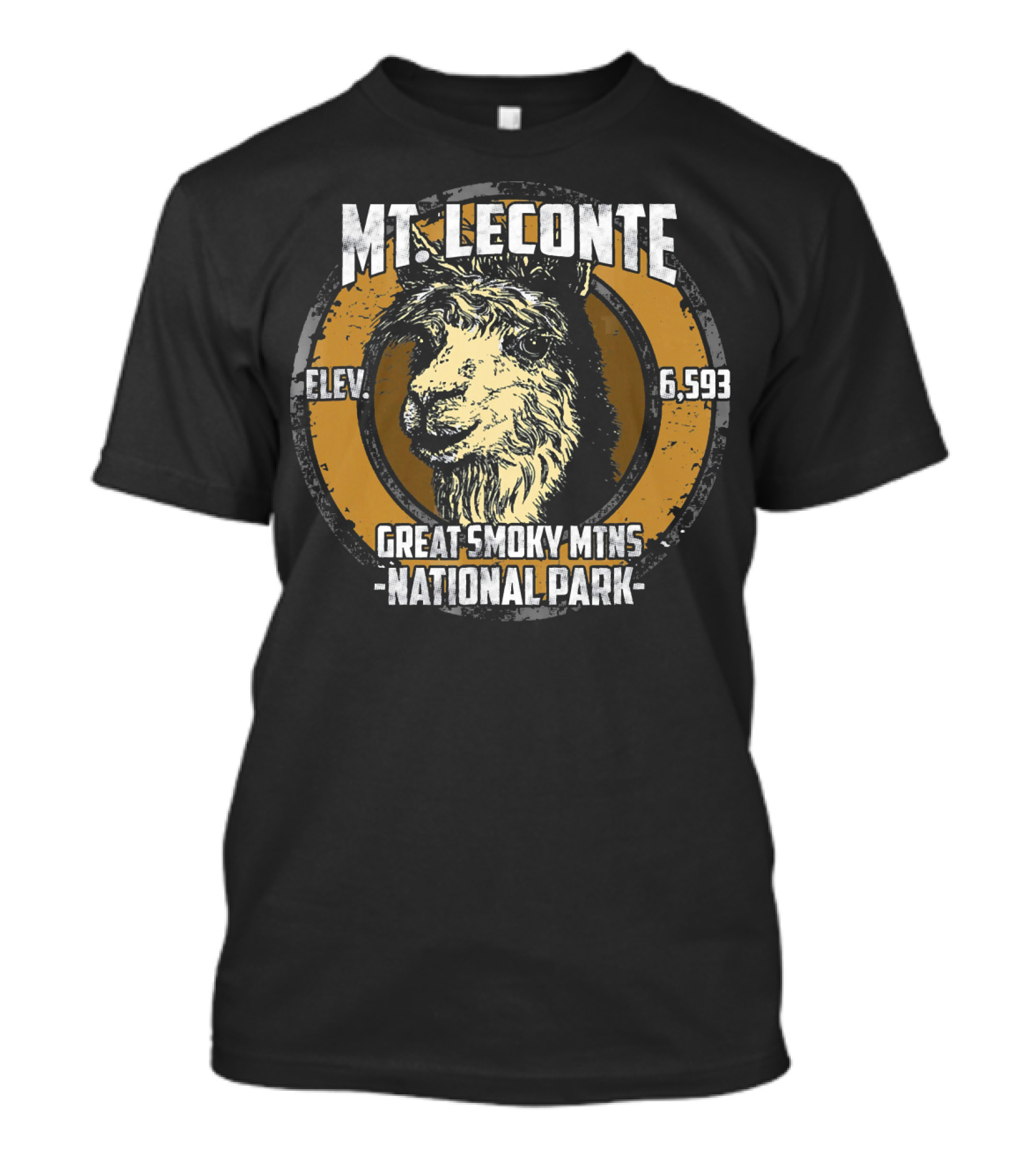 Mt LeConte Elevation 6593 Great Smoky Mountains National Park Llama T-Shirt