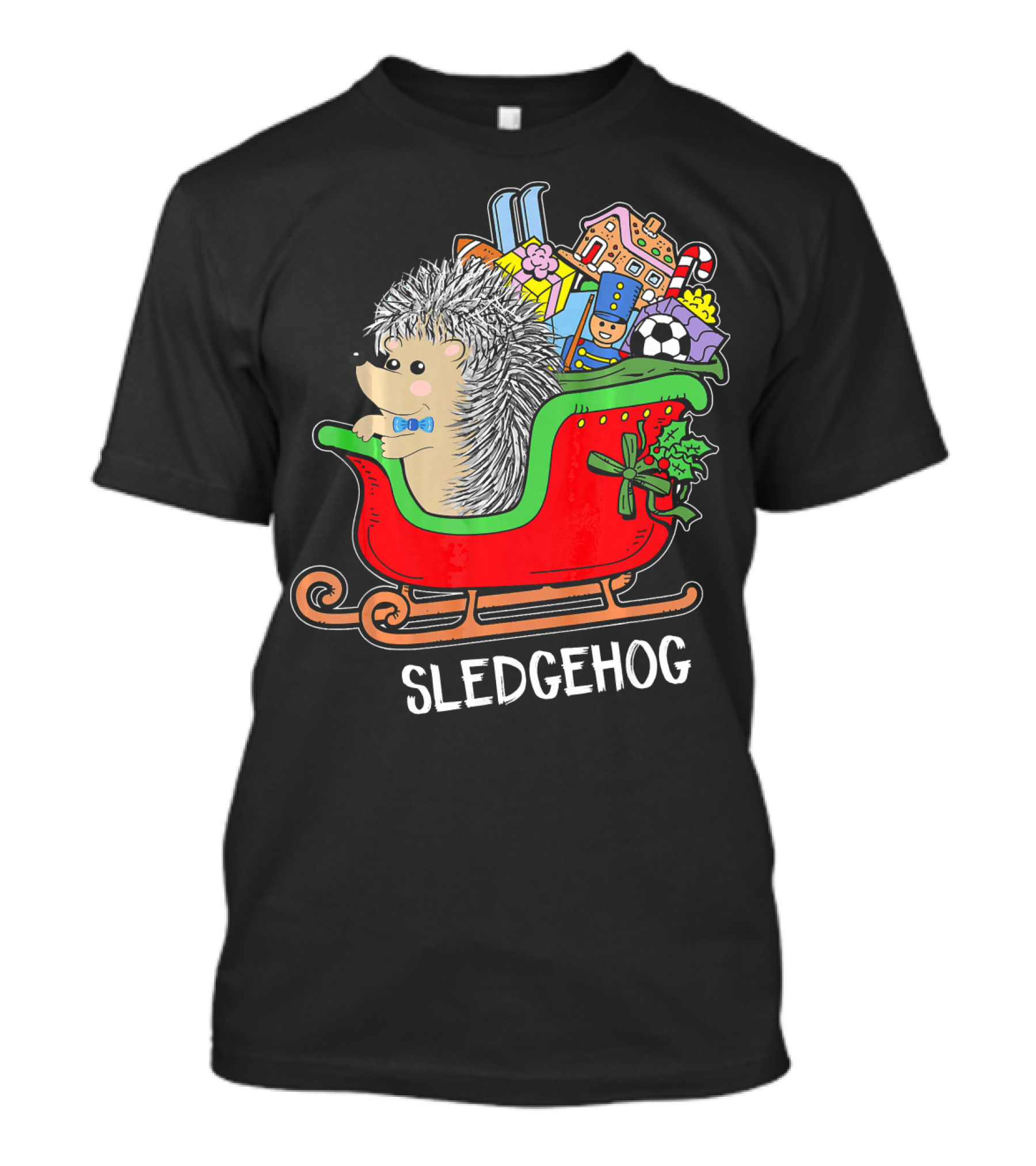 Sledgehog Funny Hedgehog Christmas Sleigh With Gifts And Toys T-Shirt