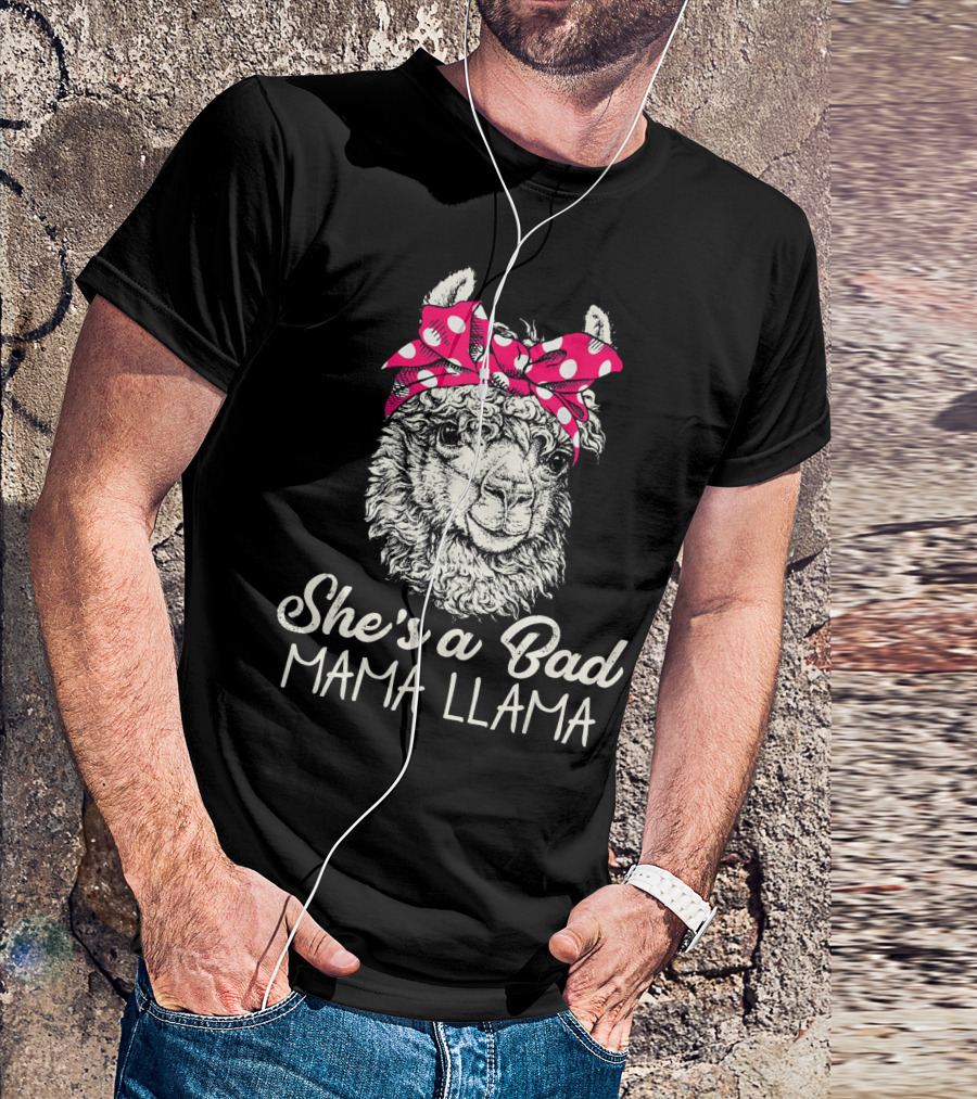 She's A Bad Mama Llama Polka Dot Scarf T-Shirt