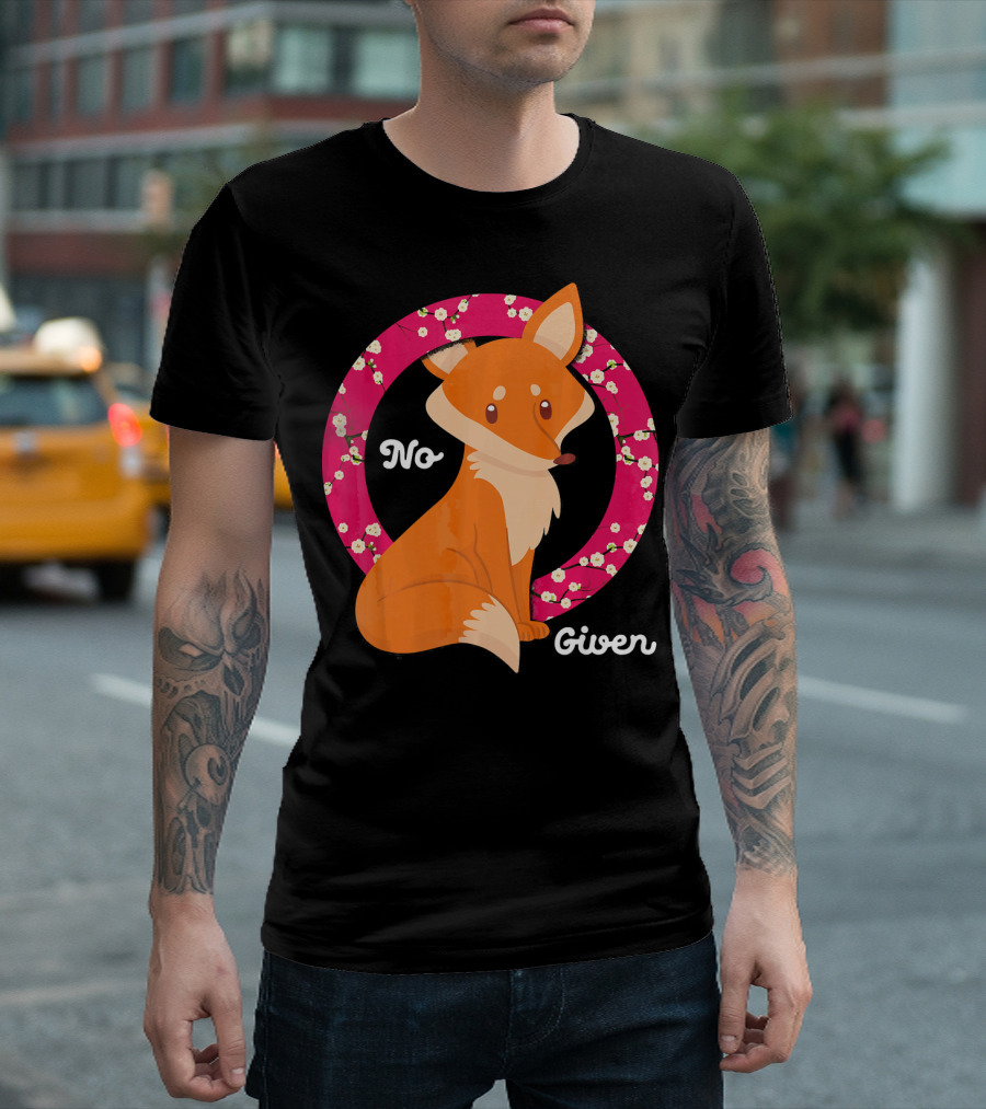 Sassy No Fox Given Pretty Cute Sarcasm Fox Floral Circle T-Shirt
