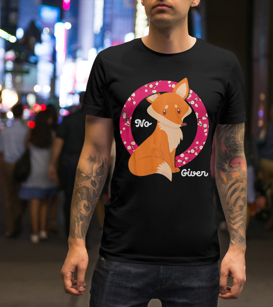 Sassy No Fox Given Pretty Cute Sarcasm Fox Floral Circle T-Shirt