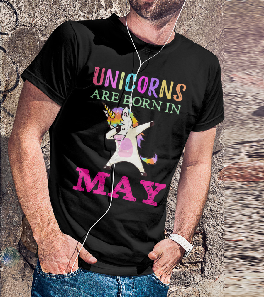 Unicorns Are Born In May Rainbow Dab Horse T-Shirt