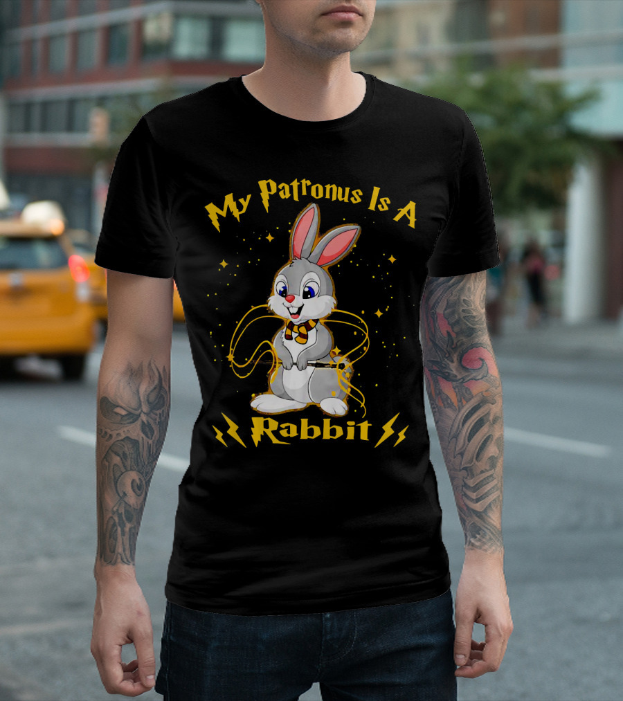 My Patronus Is A Rabbit Magic Bunny Fantasy Charm T-Shirt