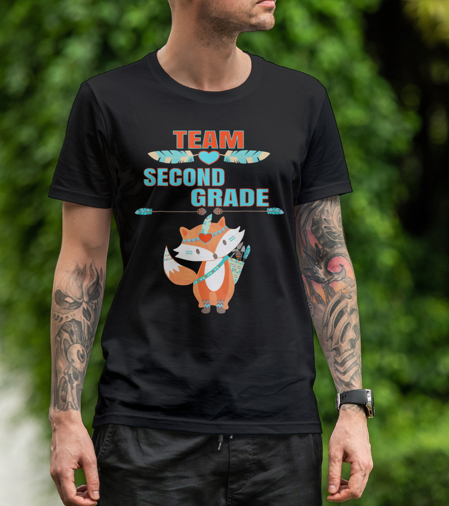Team Second Grade Fox With Feathers And Arrows T-Shirt