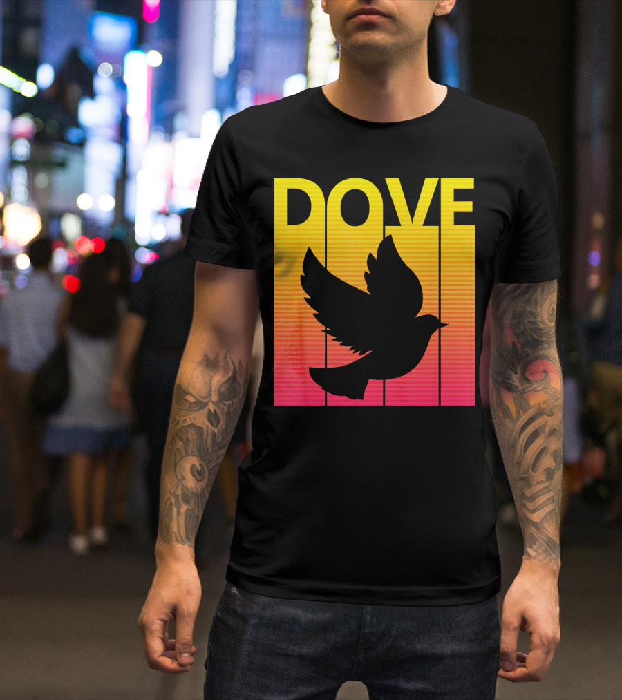 Spooky Dove Bird Retro Sunset T-Shirt