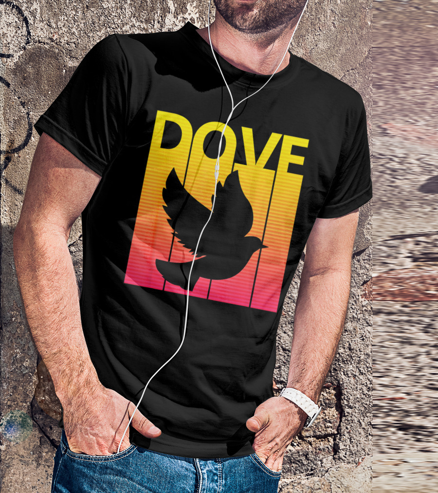Spooky Dove Bird Retro Sunset T-Shirt