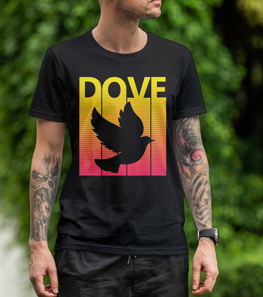 Spooky Dove Bird Retro Sunset T-Shirt
