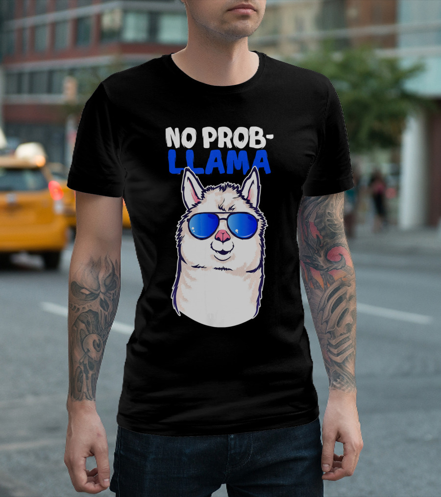No Prob Llama Alpaca Sunglasses T-Shirt