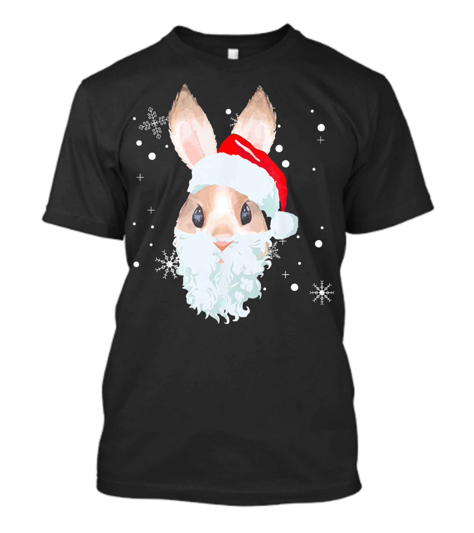 Santa Beard Bunny Ugly Xmas Rabbit Owner Snowflakes T-Shirt