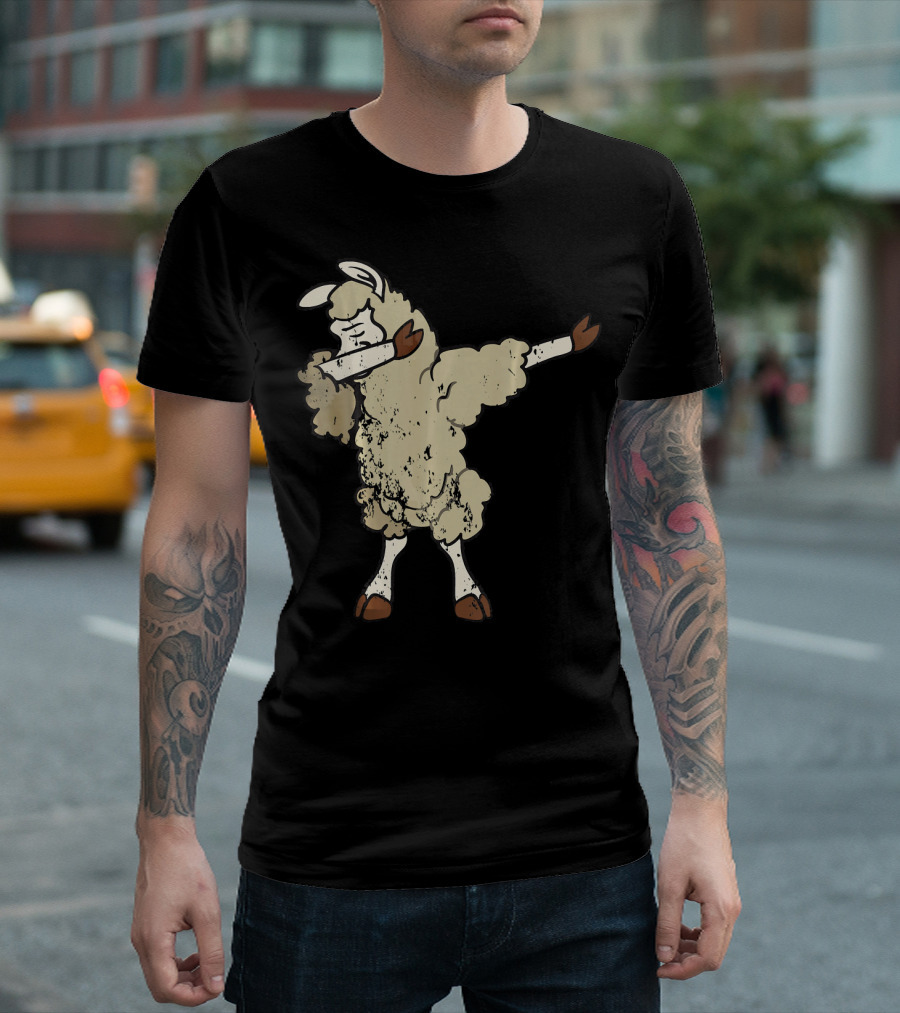 Retro Vintage Grunge Sheep Dabbing Dab T-Shirt