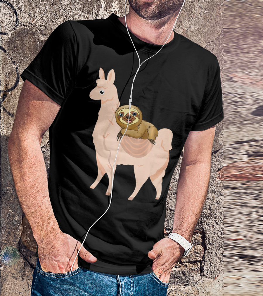Sloth Riding A Llama Funny Sloth T-Shirt