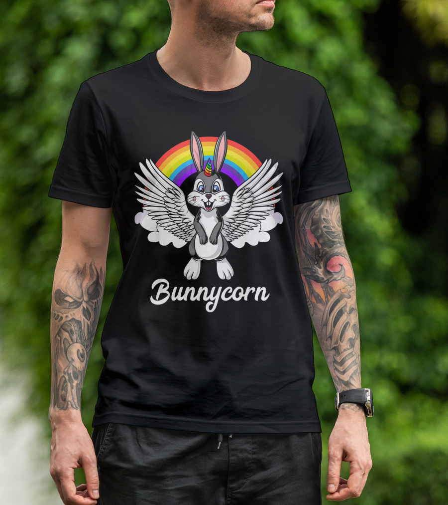 Bunnycorn Cute Rabbit Unicorn With Wings And Rainbow T-Shirt
