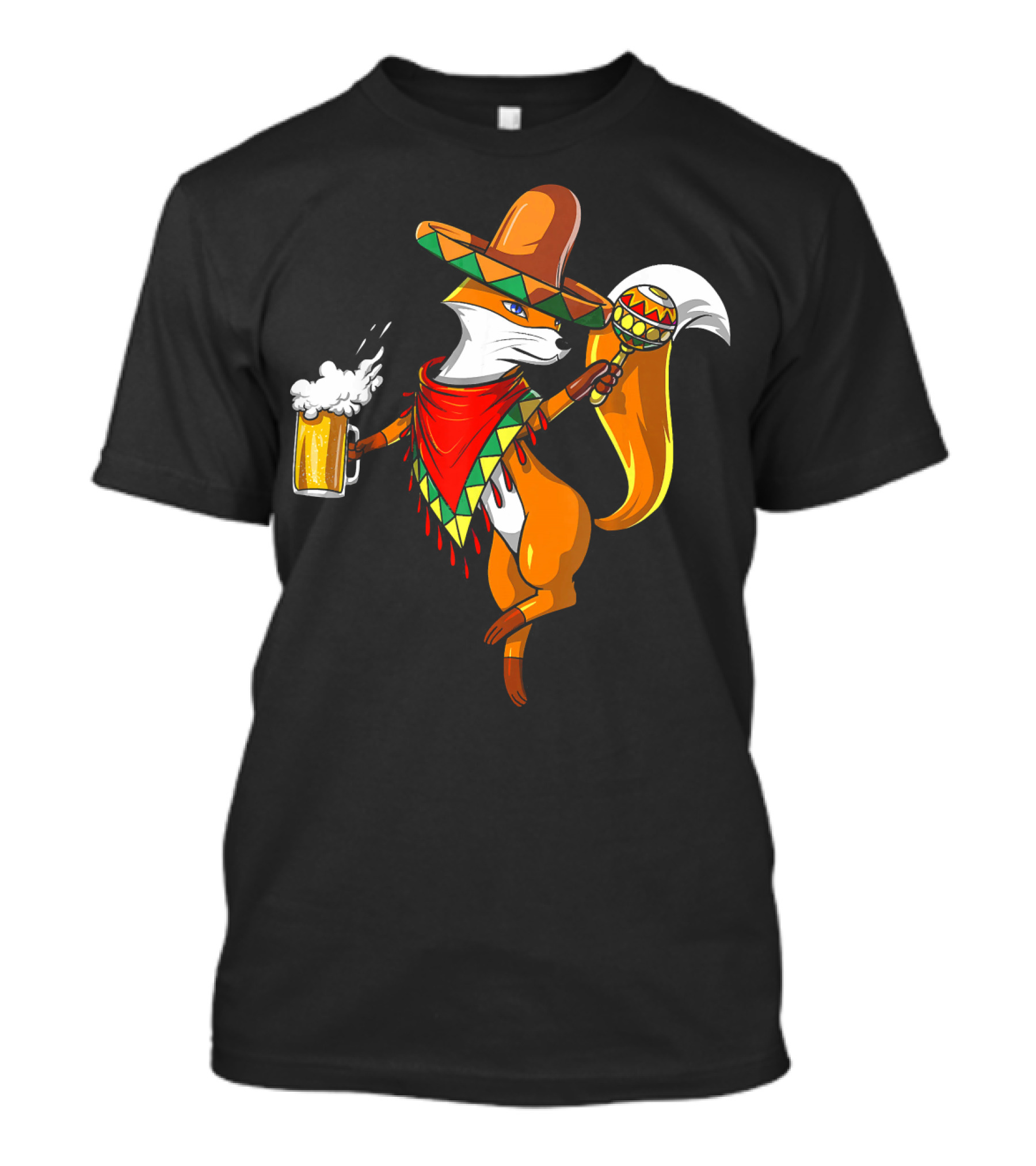 Mexican Fox Cinco De Mayo Fiesta Beer Drinking T-Shirt