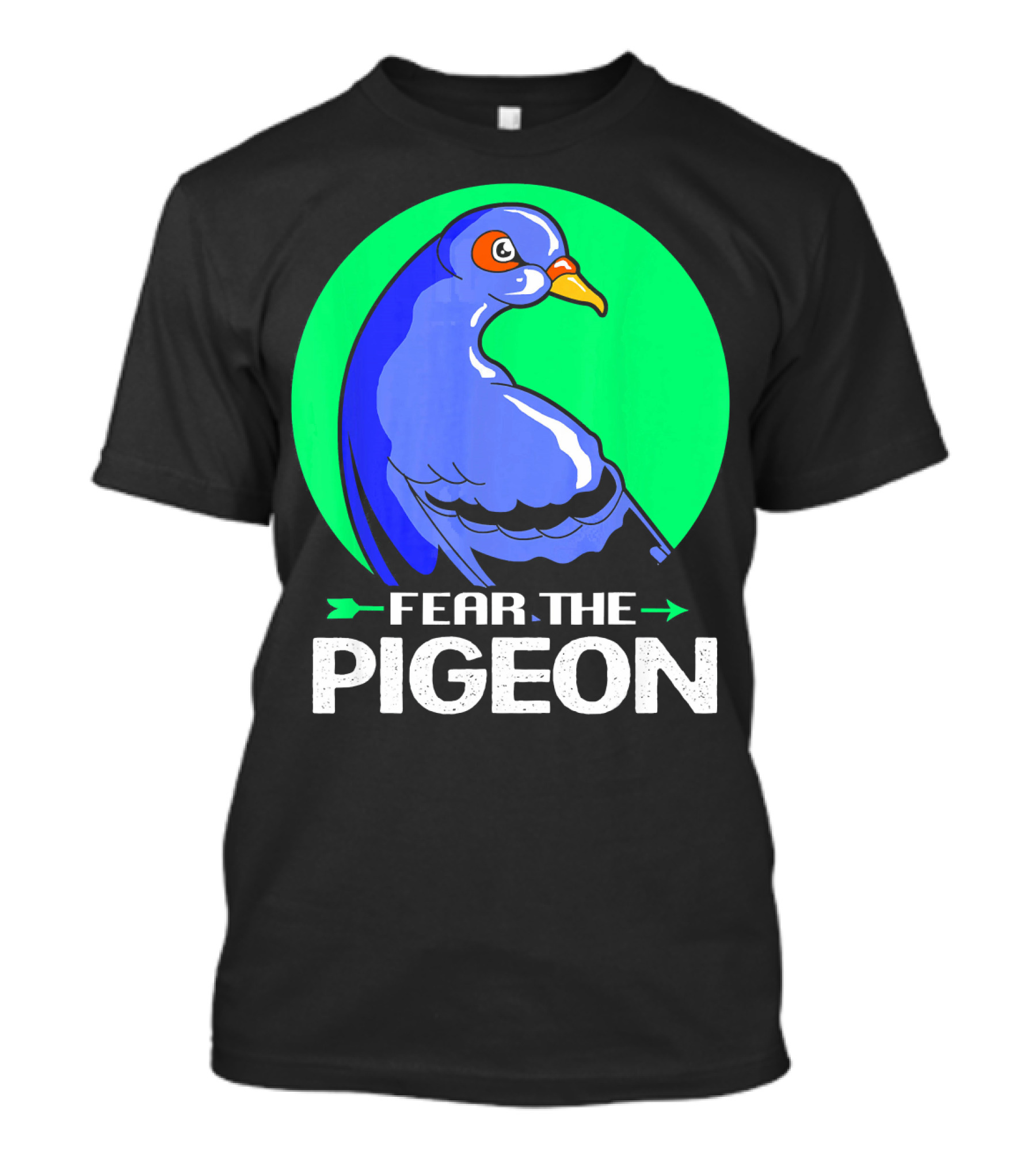 Fear The Pigeon Arrows Bold Green Circle T-Shirt