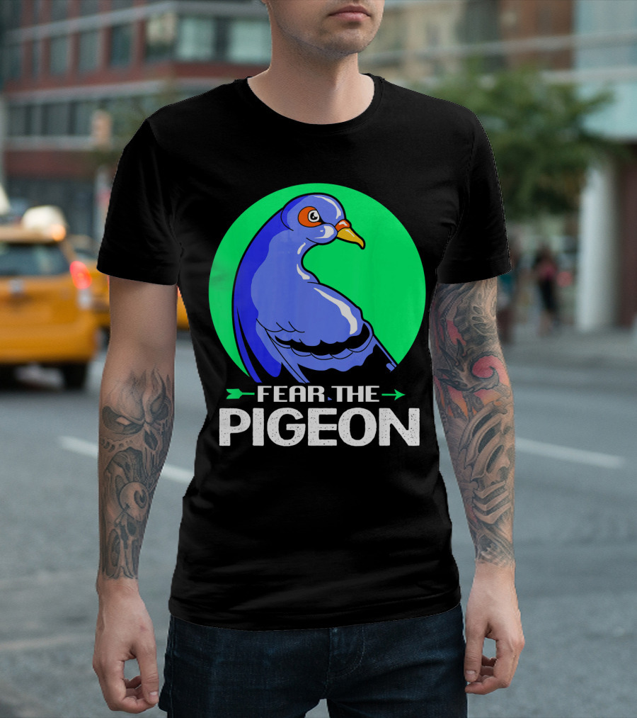 Fear The Pigeon Arrows Bold Green Circle T-Shirt