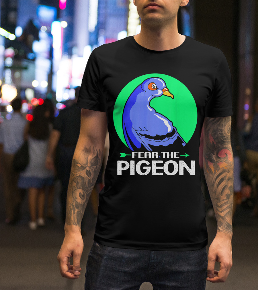 Fear The Pigeon Arrows Bold Green Circle T-Shirt