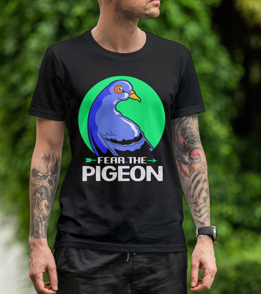 Fear The Pigeon Arrows Bold Green Circle T-Shirt
