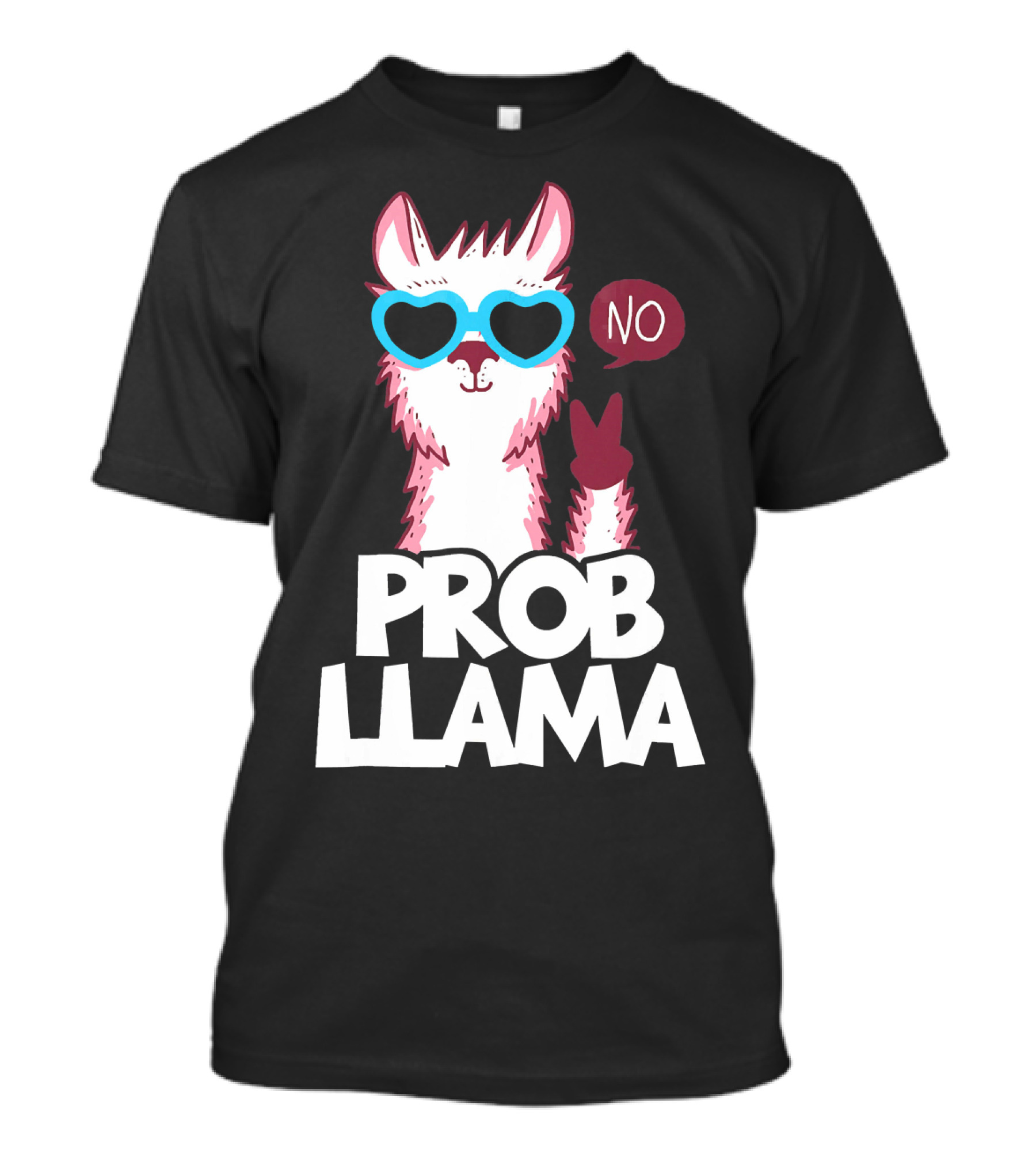 No Prob Llama Cool Peace Sign Heart Glasses T-Shirt