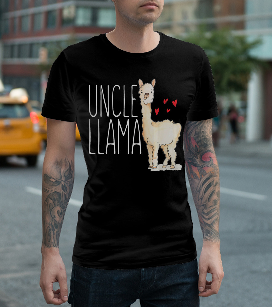 Uncle Llama Funny Matching Family Hearts T-Shirt