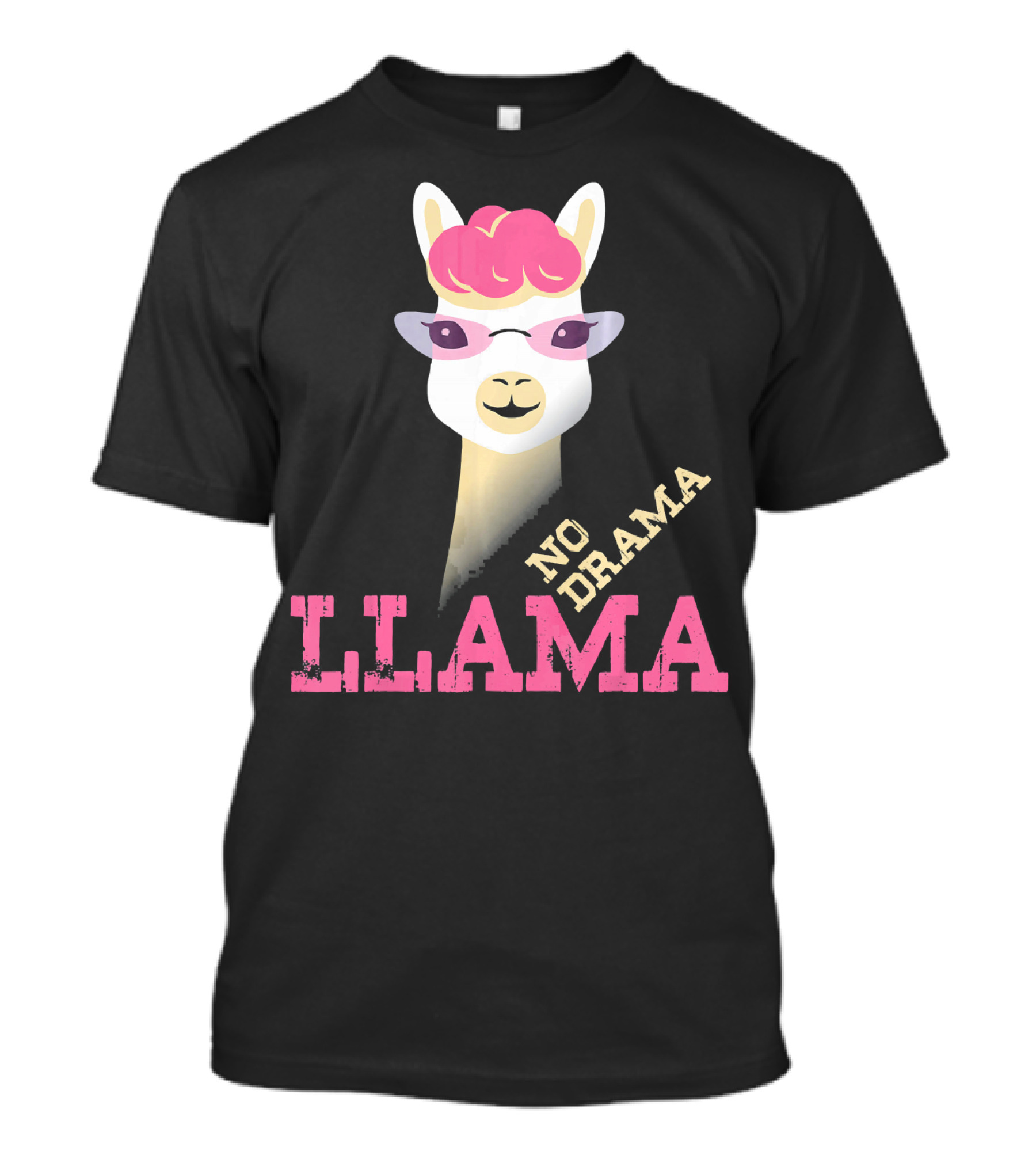 No Drama Llama Funny Pink Sunglasses Alpaca Lover T-Shirt