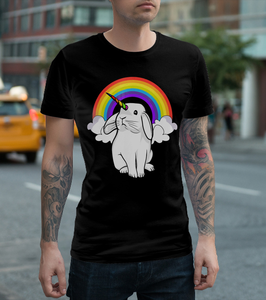 Magical Rainbow Unicorn Bunny Cute Rabbit T-Shirt