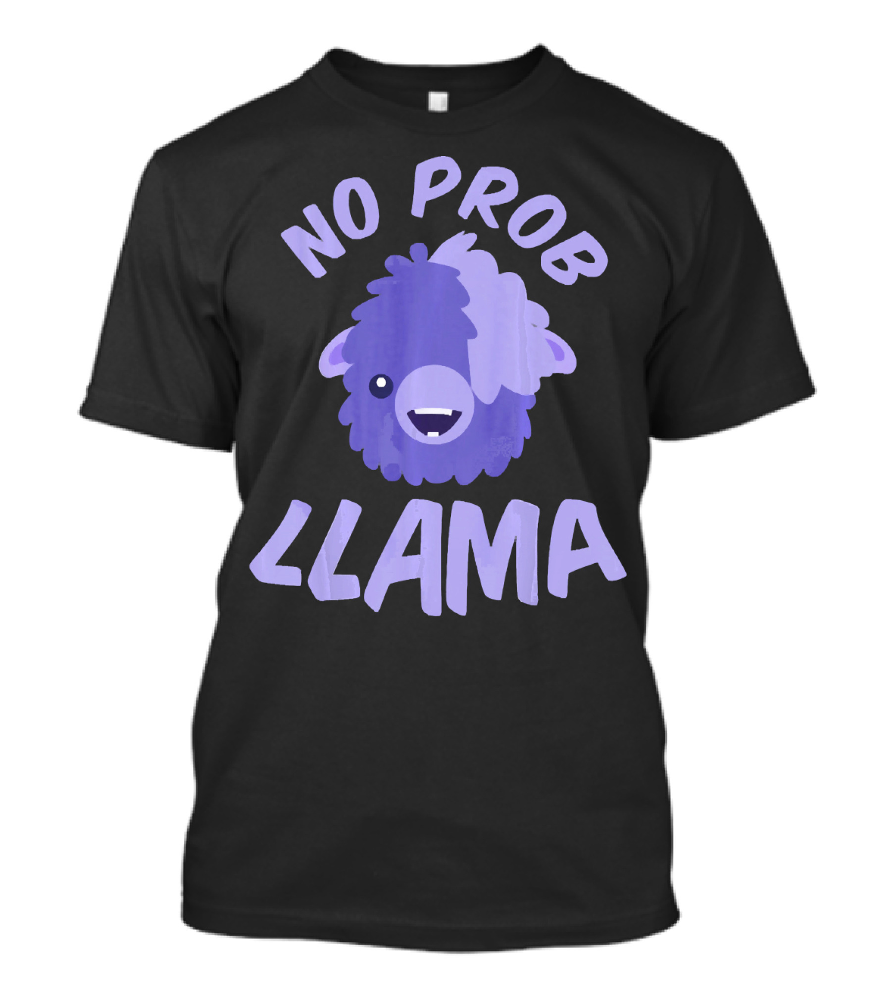 No Prob Llama Purple Alpaca Llama Cute Cartoon T-Shirt