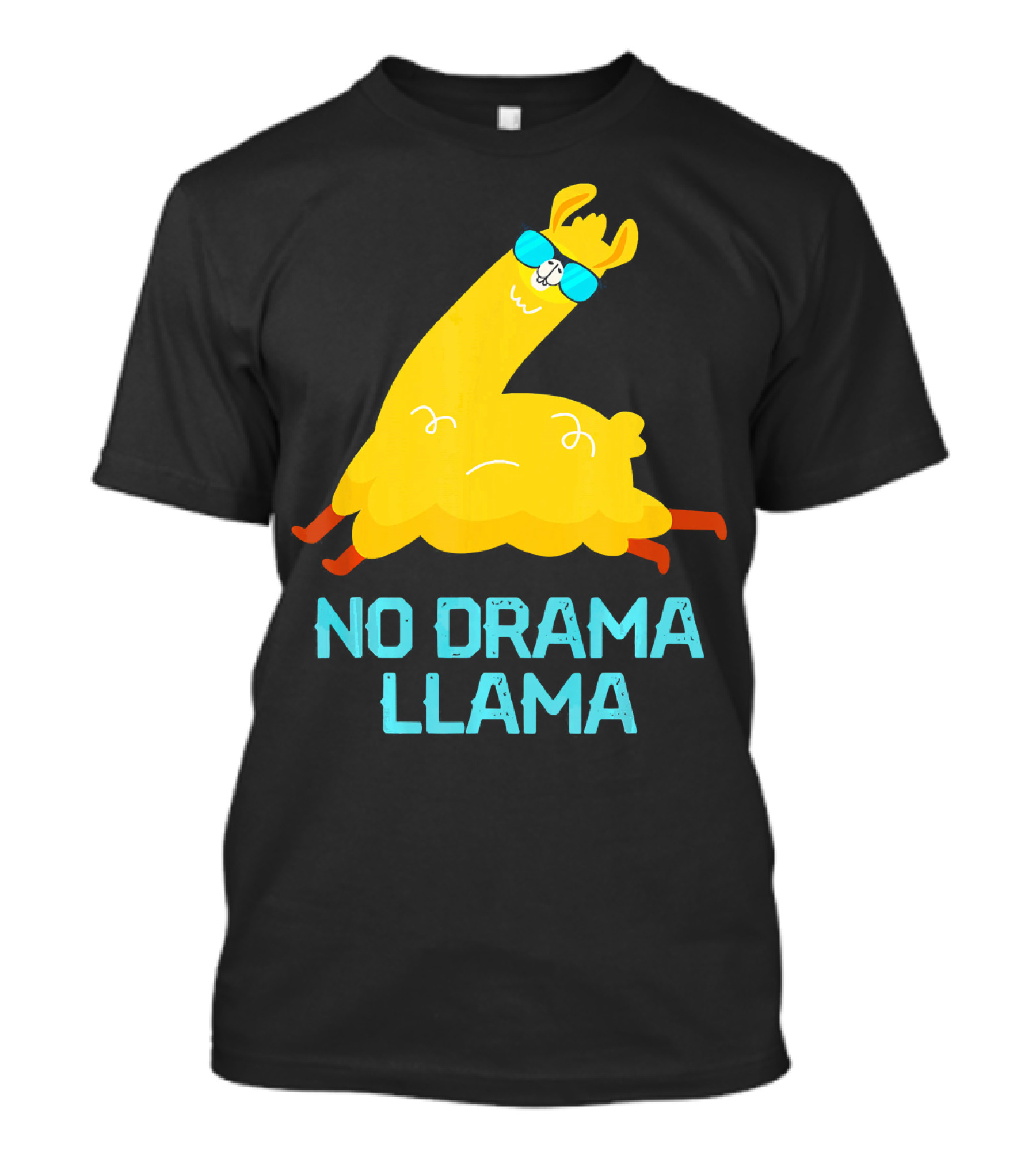 No Drama Llama Funny Alpaca Featuring Yellow Llama In Sunglasses T-Shirt