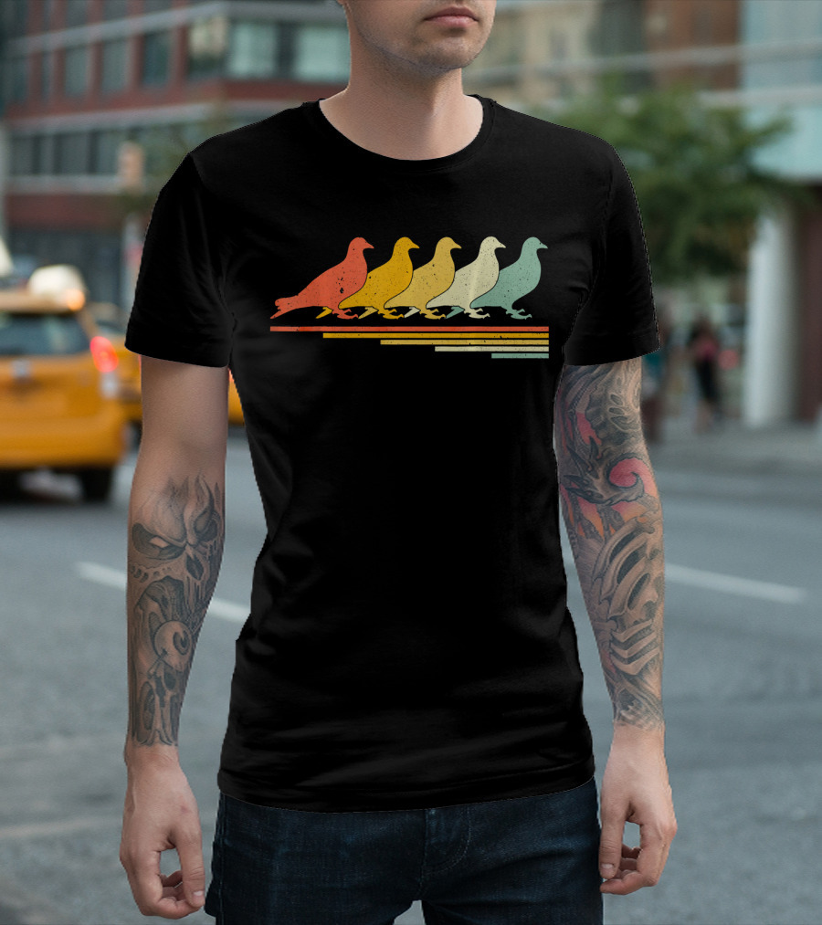 Pigeon Retro Vintage 70s 80s Colorful T-Shirt