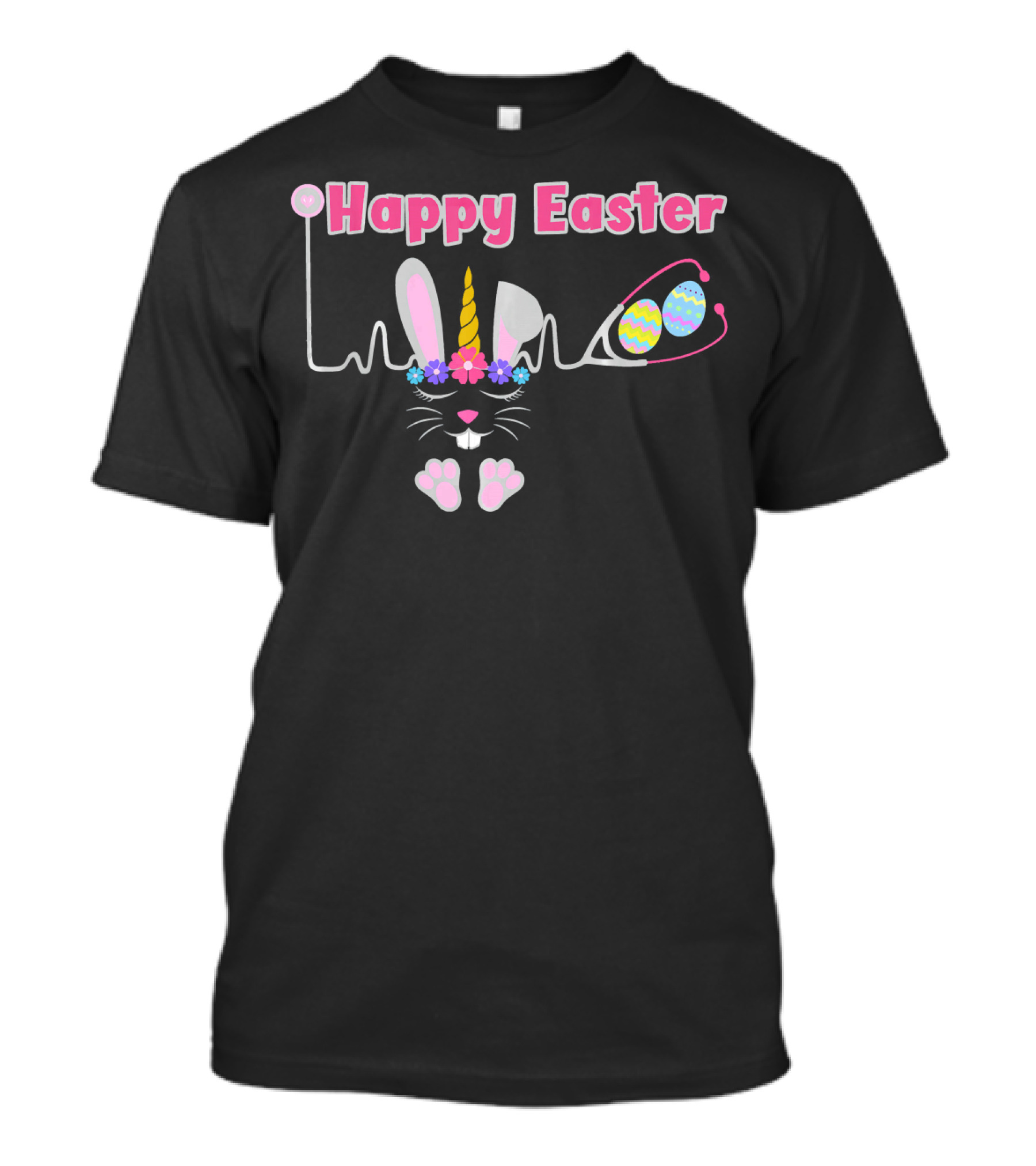 Happy Easter Unicorn Bunny Stethoscope Nurse T-Shirt
