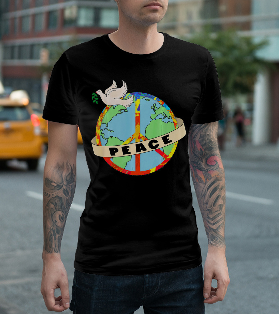 World Peace Dove Earth Peace Sign T-Shirt