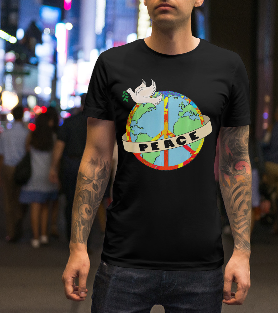 World Peace Dove Earth Peace Sign T-Shirt