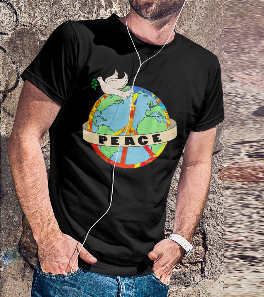 World Peace Dove Earth Peace Sign T-Shirt
