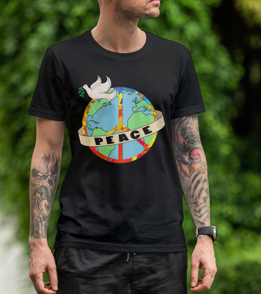 World Peace Dove Earth Peace Sign T-Shirt