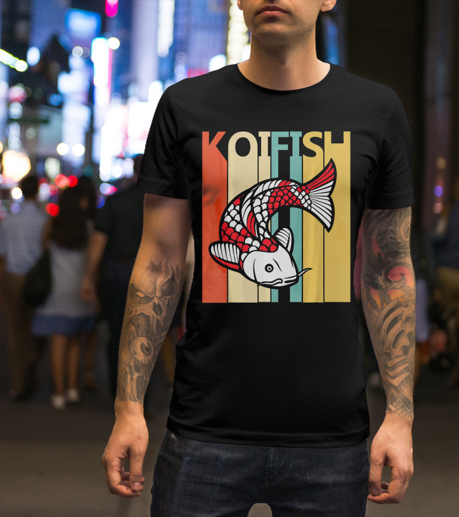 Vintage Koi Fish Retro Stripes T-Shirt