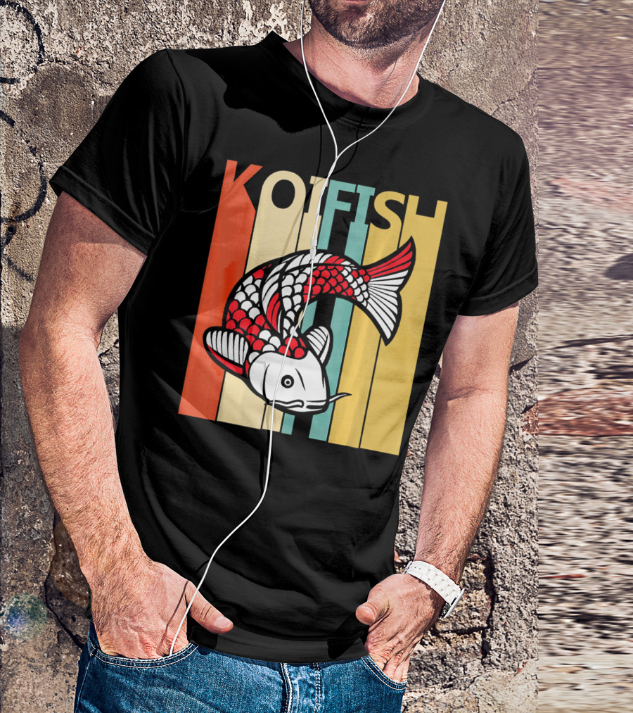 Vintage Koi Fish Retro Stripes T-Shirt