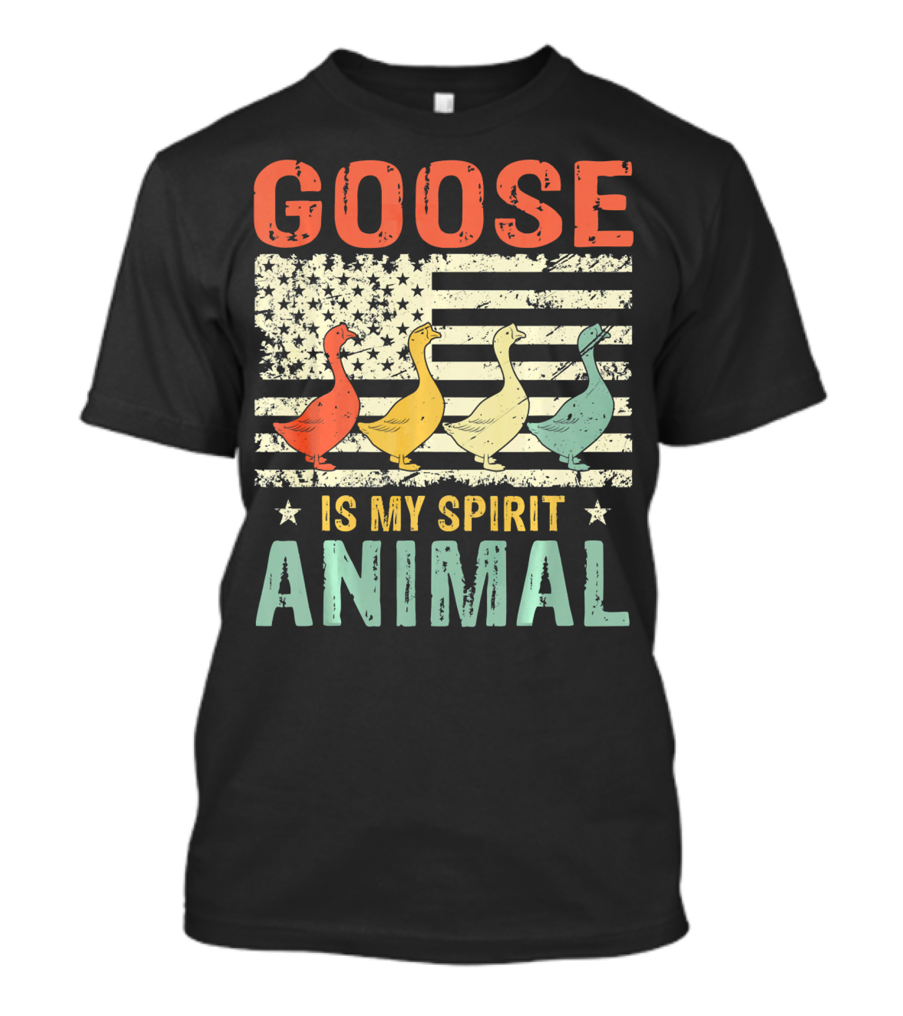Vintage Goose Is My Spirit Animal American Flag T-Shirt