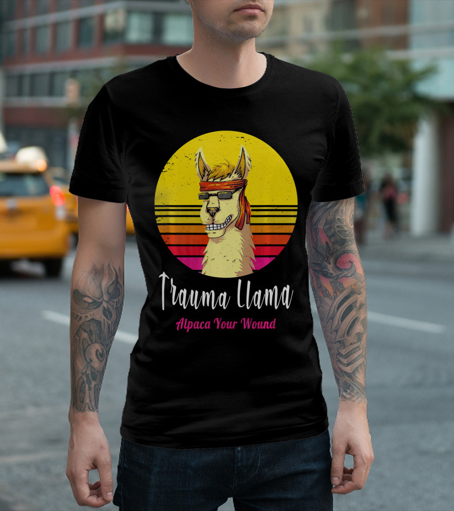 Trauma Llama Alpaca Your Wound Funny Vintage Retro T-Shirt