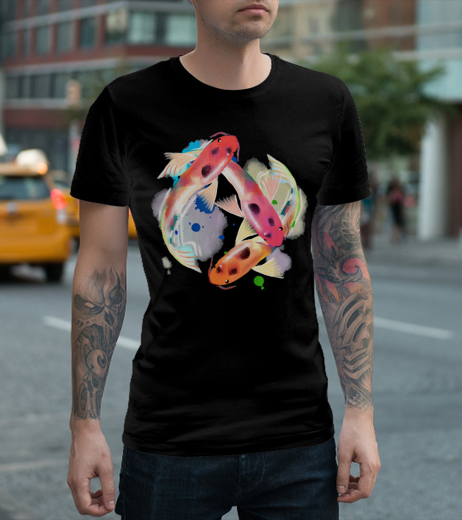 Watercolor Japanese Koi Fish Circle T-Shirt