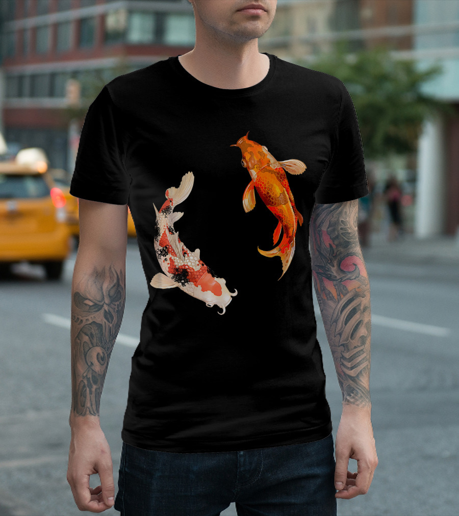 Yin Yang Koi Fishes Harmony Flowing Elegance T-Shirt