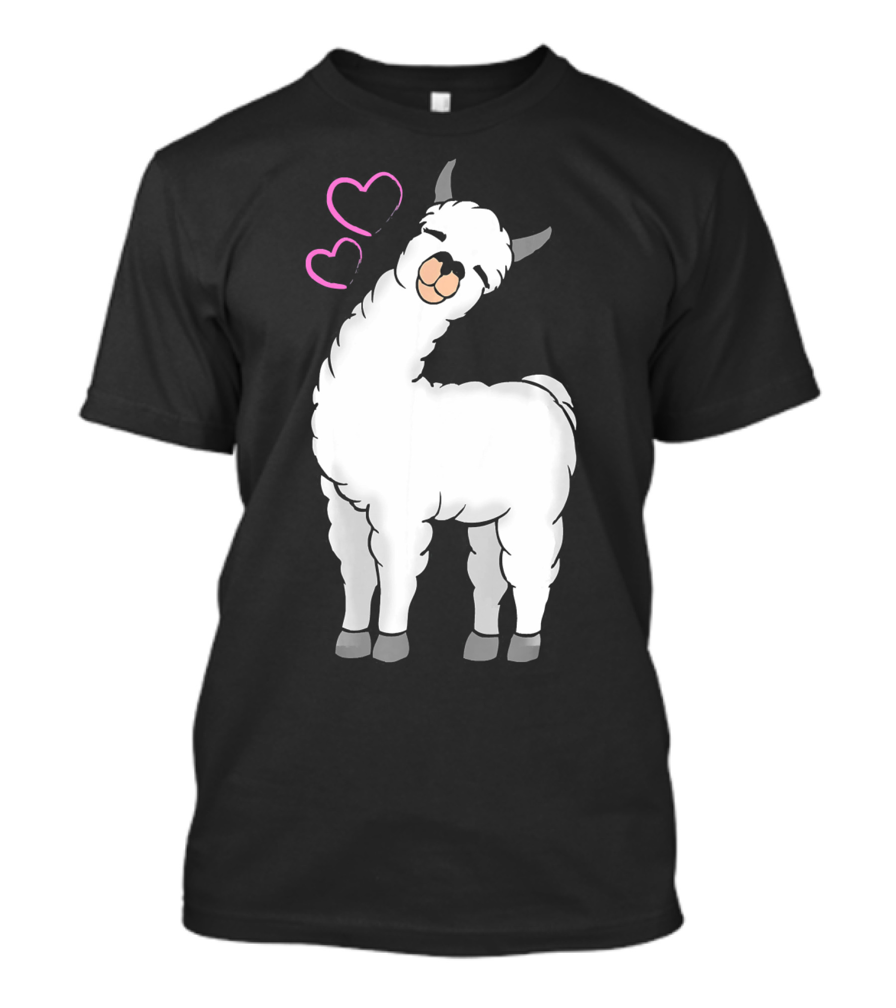 White Llama Alpaca With Pink Love Hearts T-Shirt